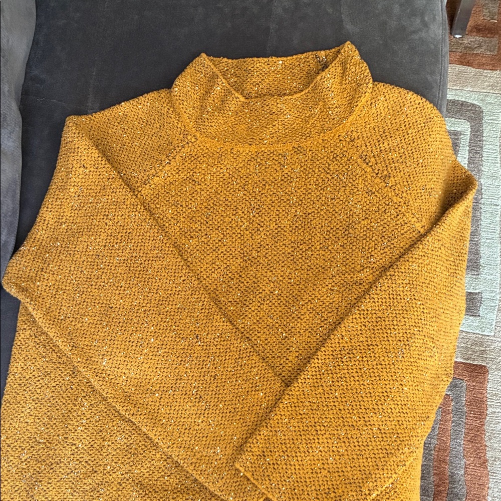 Eileen Fisher Mock Neck Mustard Sweater Excellent condition. M
